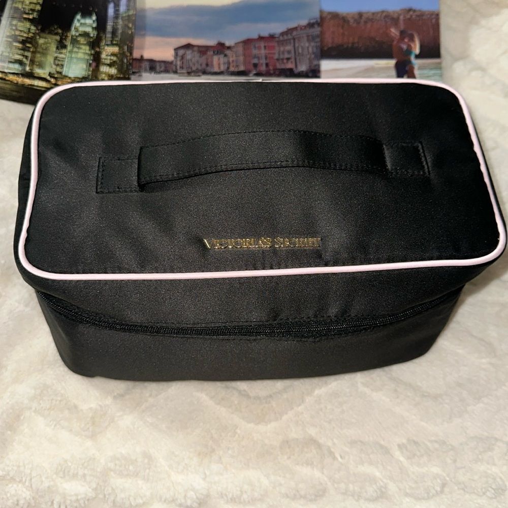 Victoria's Secret Black Pink Gold Tone Sexy Little Things Lingerie Travel Case